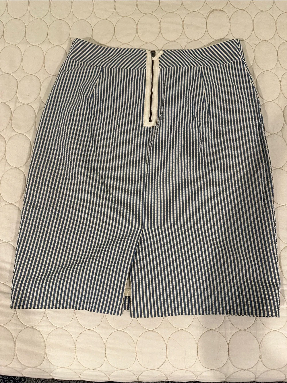 J. Crew Navy and White Striped Pencil Skirt